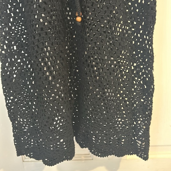 Black Open Crochet Knit Cover up or Dress-M - Picture 5 of 10